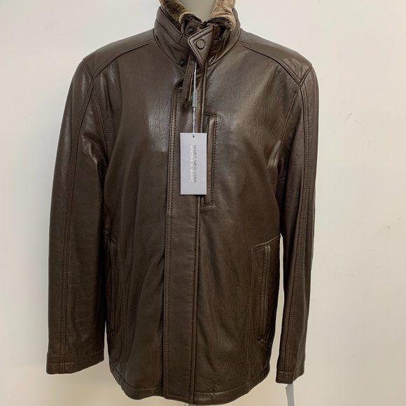 New Andrew Marc NY Luxurious Real Leather ESPRESSO Brown Coat Men's